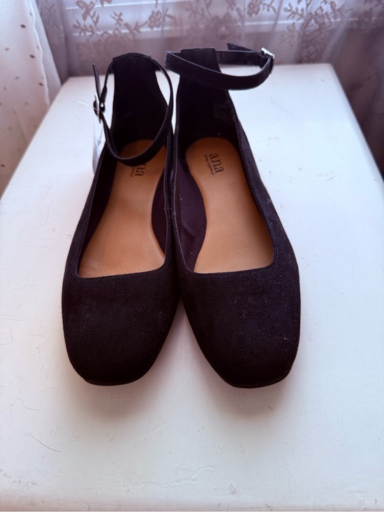 Anna Shoes - Anna Black Suede Ankle-Strap Flats with Buckle